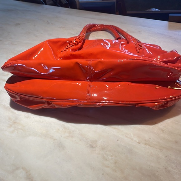 Salvatore Ferragamo orange patent leather satchel. Gently used. - Picture 4 of 12